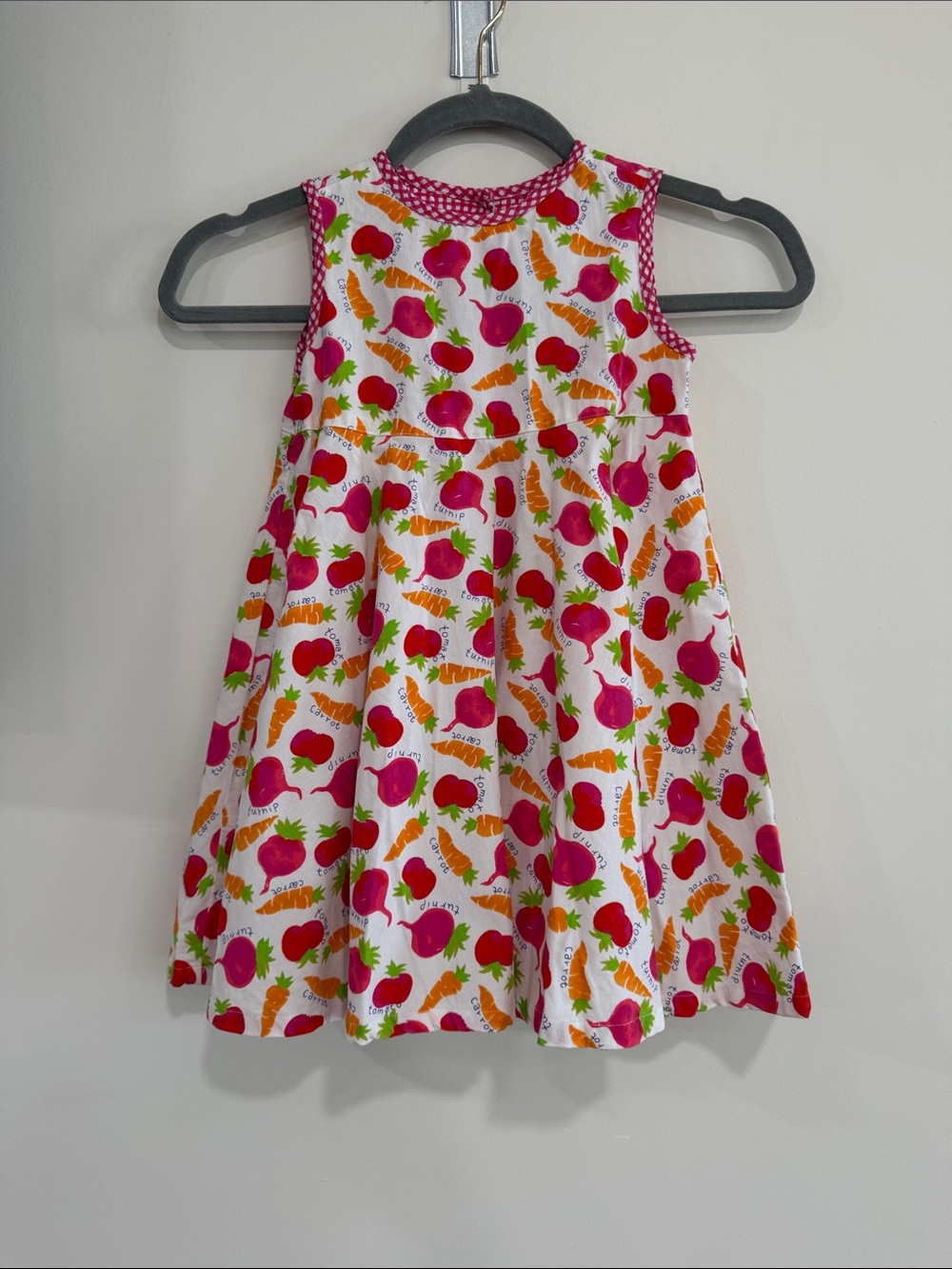 Gymboree Girl’s White Dress with Pink & Orange Veggie Print
